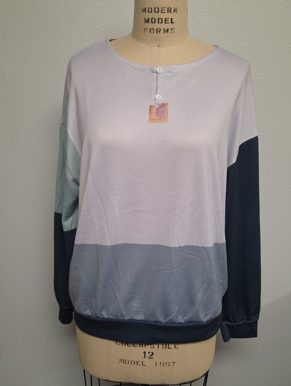 Carhartt Colorblock Long Sleeve Top in Light Lavender, Gray & Navy
